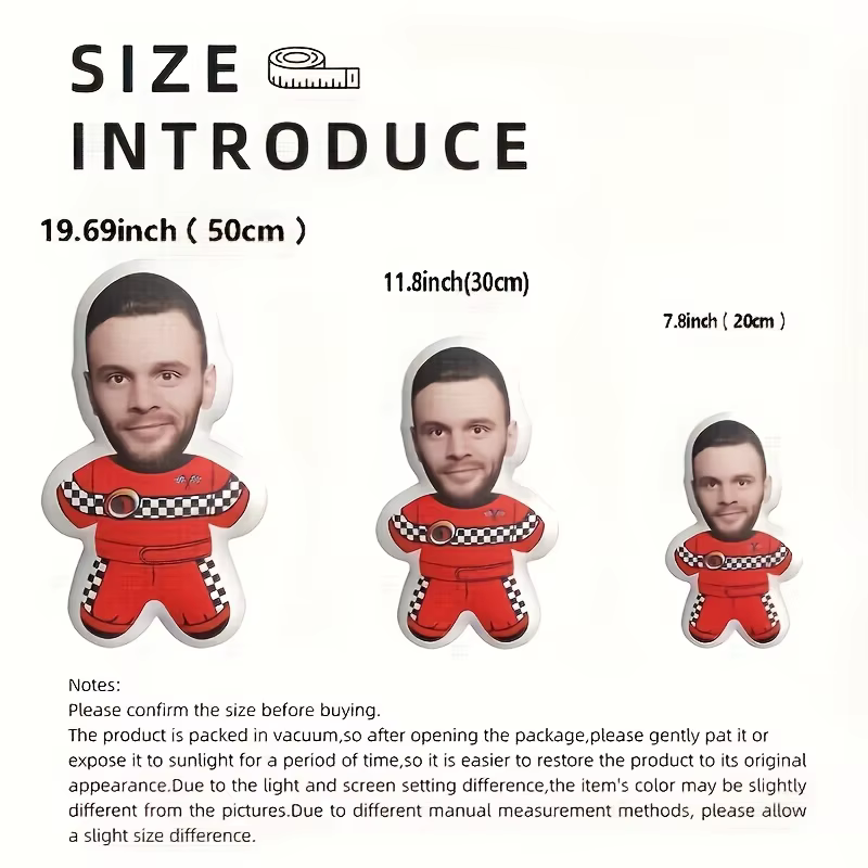 Oreiller en peluche avec photo personnalisée - FaceBodyNameTextLogo personnalisé - Chargez votre propre image - Coussin en tissu doux pour lit, canapé, voiture
