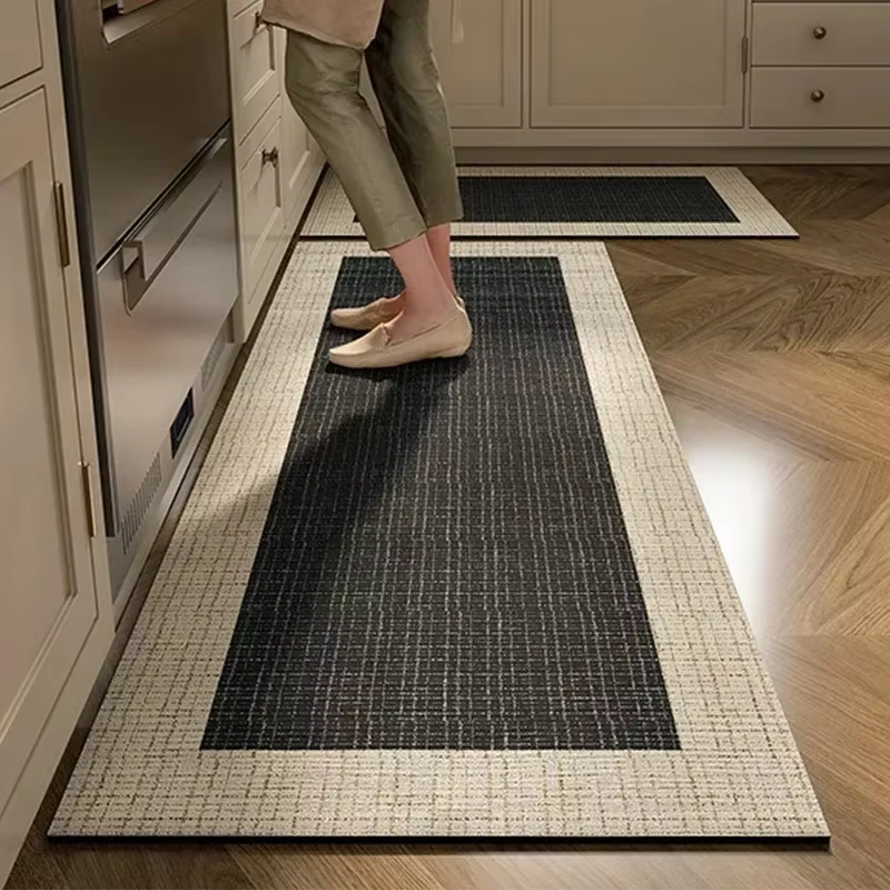 Tapis de sol de cuisine en cuir PVC imperméable et antidérapant