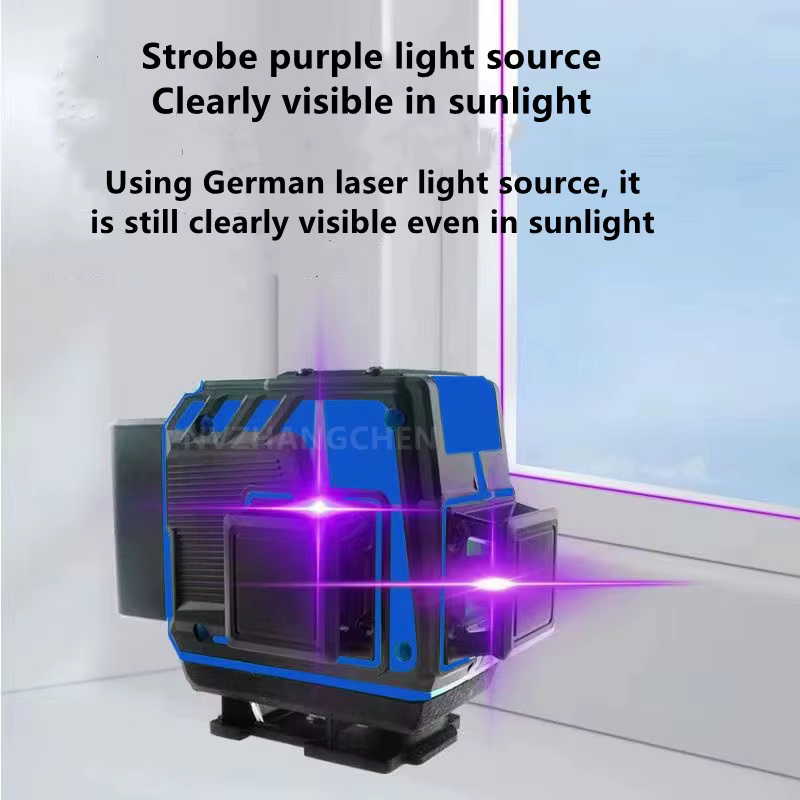 Niveau Laser 12/16 lignes 3D/4D ligne violette auto-nivelante 360 rotation horizontale verticale