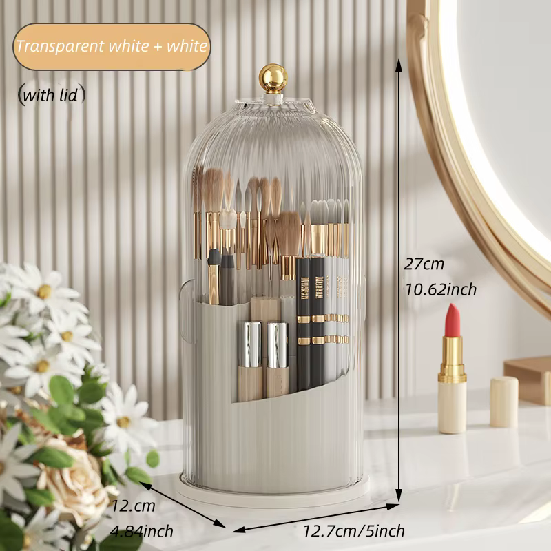 Boîte de rangement rotative pour pinceaux de maquillage pour offrir votre coiffeuse, un nouveau look et un rangement facile