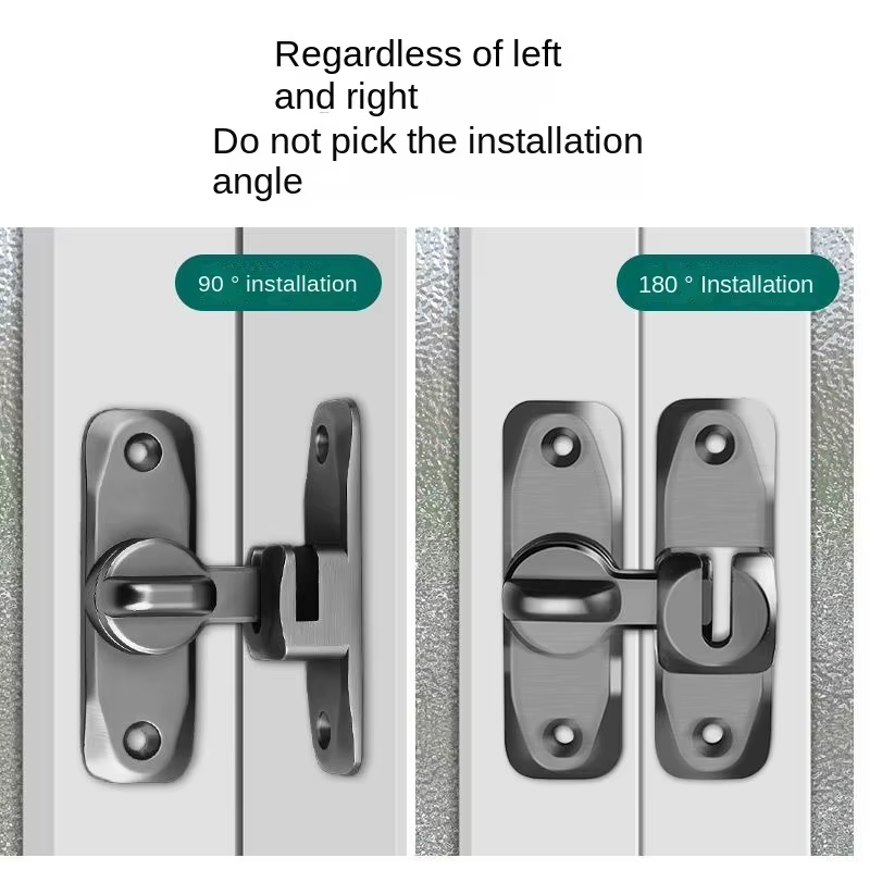 Serrure de porte à bascule à 90/180 degrés
