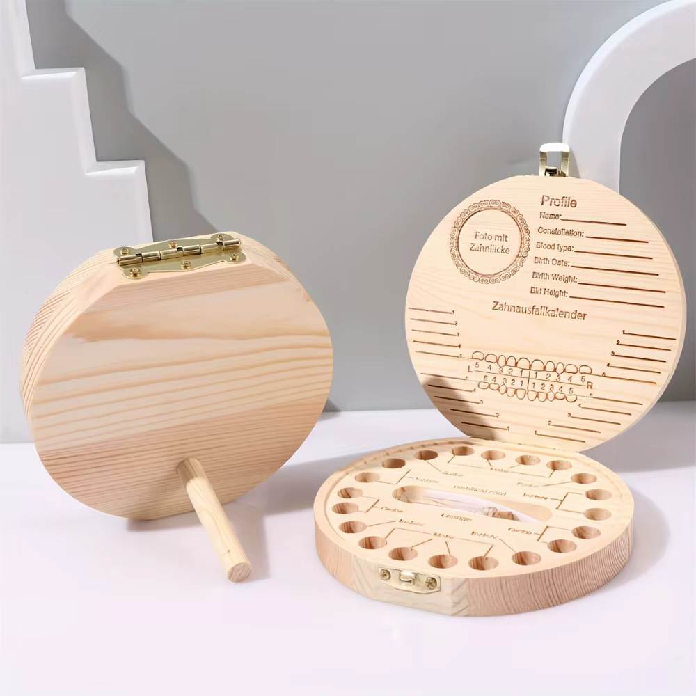 Boîte à dents de bébé en bois