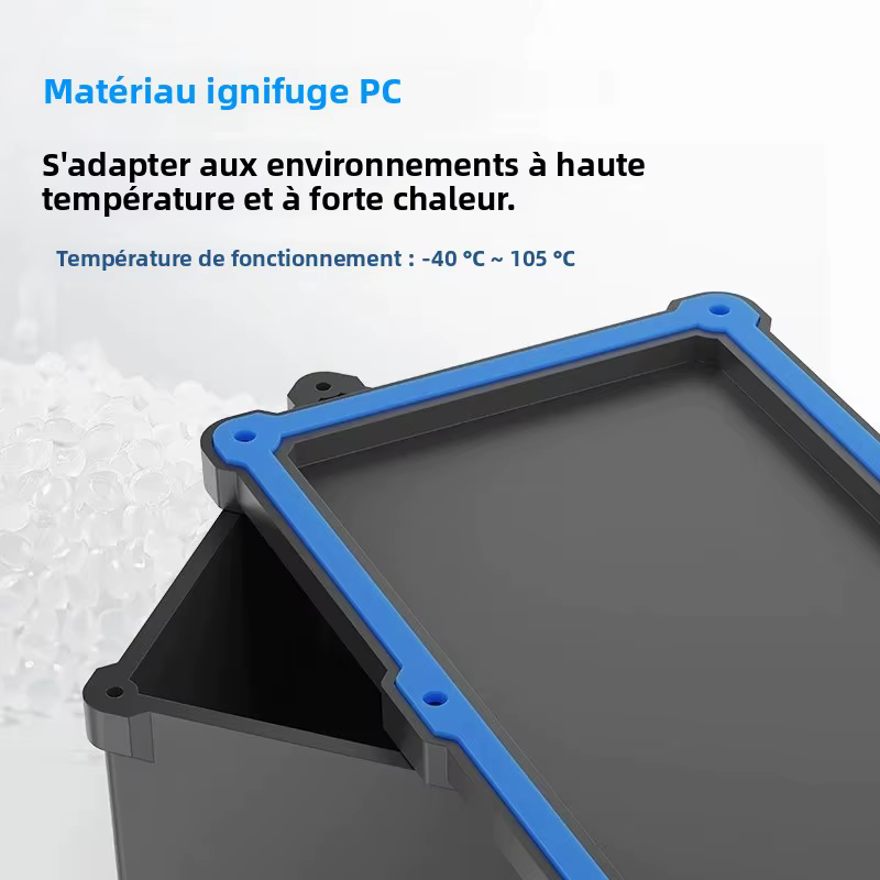 Boîtier de jonction extérieur en plastique noir IP68 étanche