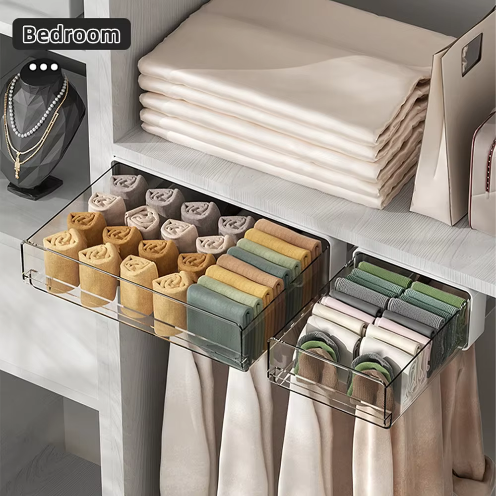 MELStorage-Boîte de Rangement Auto-Adhésive Cachée Sous Table