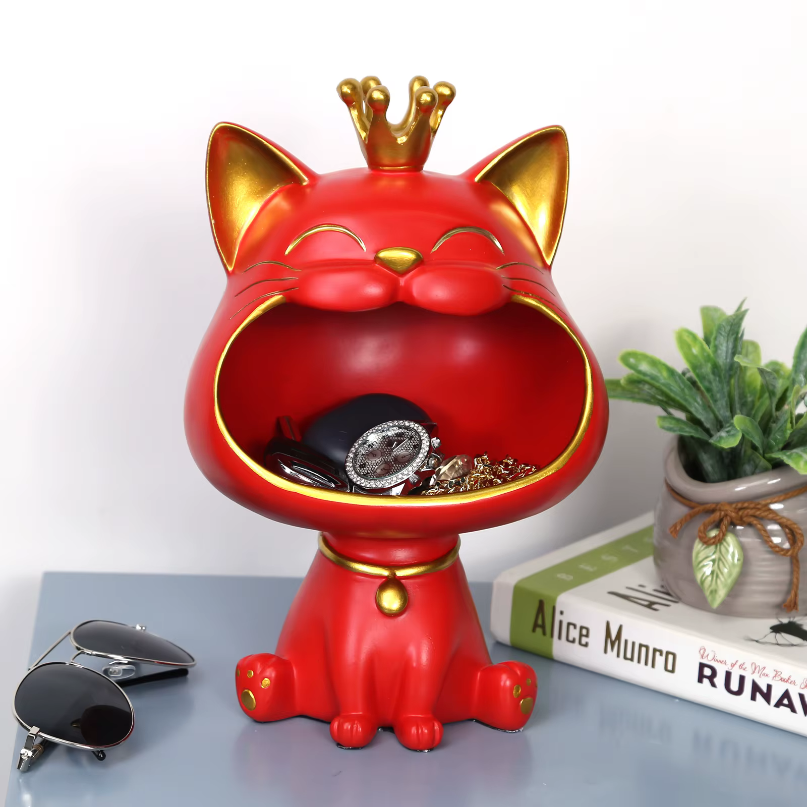 Boîte de rangement créative de figurine de chat porte-bonheur