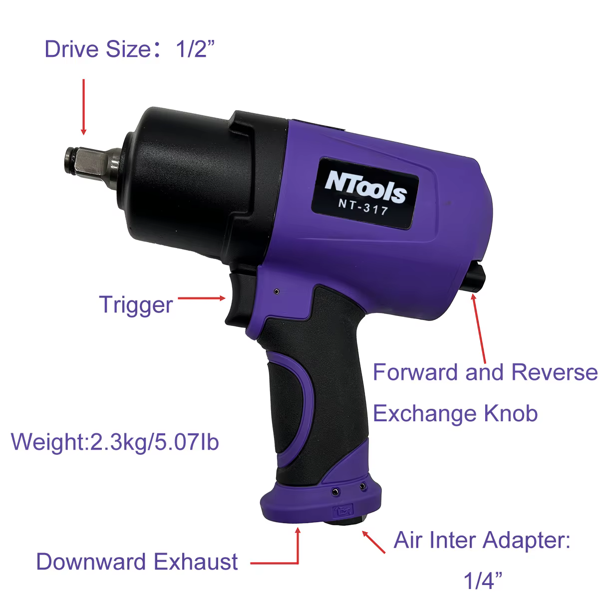 Pistolet à percussion pneumatique composite