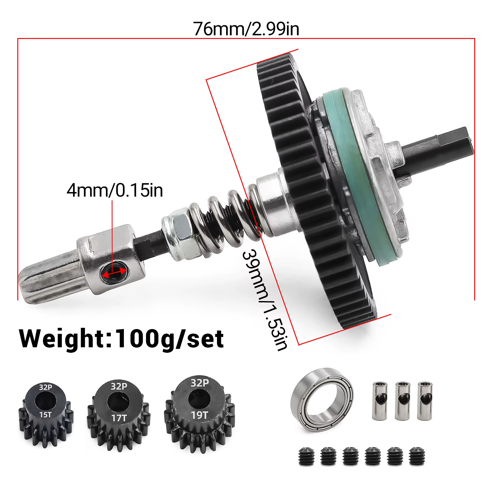 Mise à niveau des engrenages d'embrayage et de pignon en métal 54T 6878 (15T 17T 19T) pour les modèles Traxxas 1/10