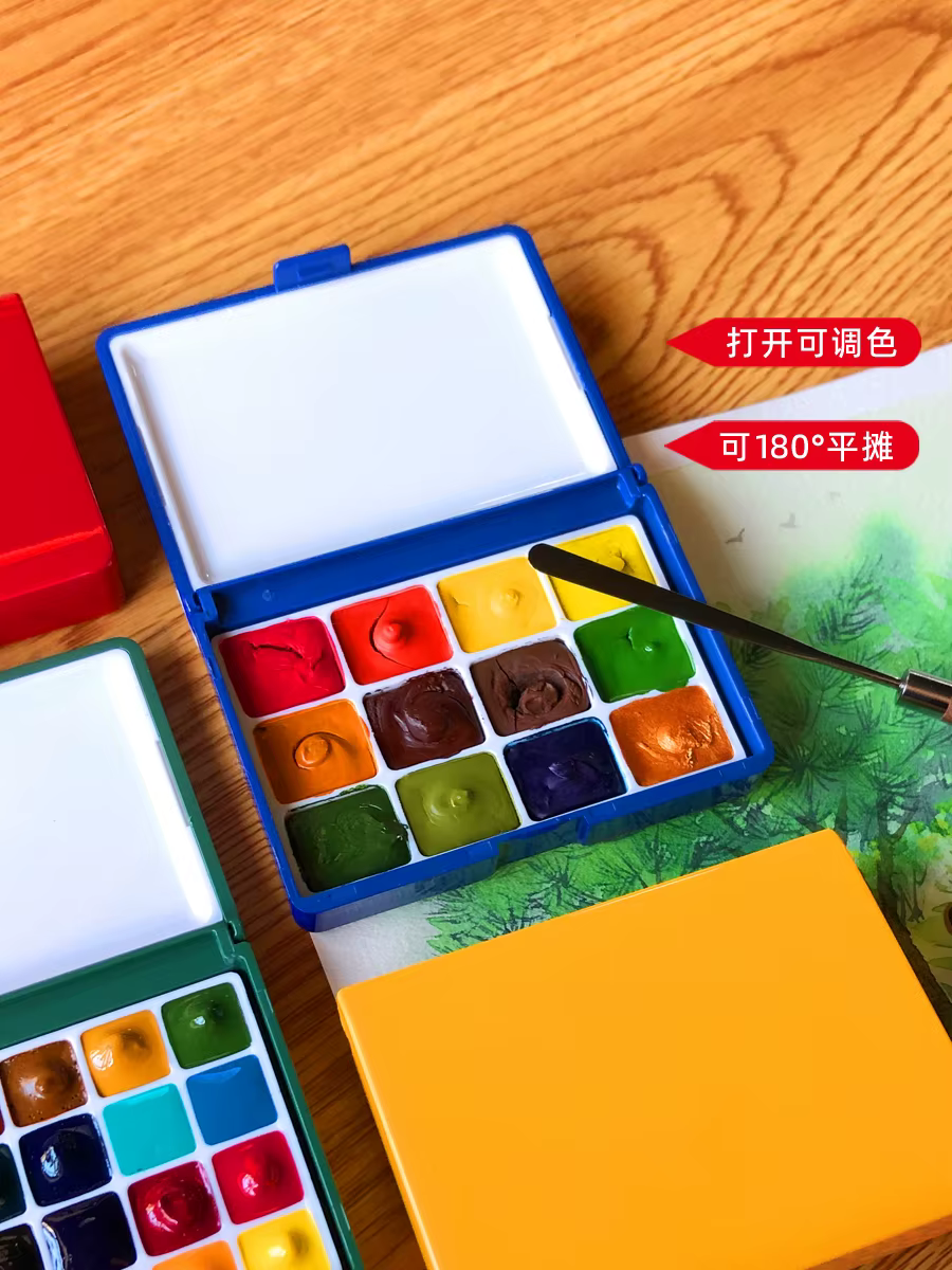Boîte d'emballage de pigments portable vide, 12 couleurs, 1ml, 24 couleurs, 0.5ml, aquarelle/Gouache, palette plate, boîte de rangement pour débutants, mignonne