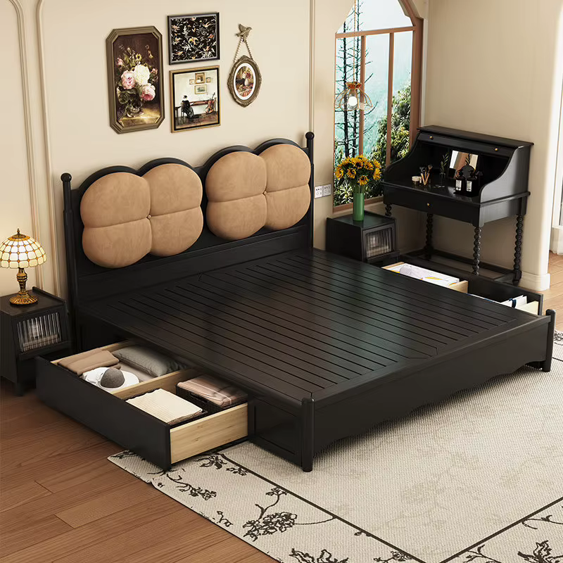Lit en bois massif 150x200cm pour 2 personnes