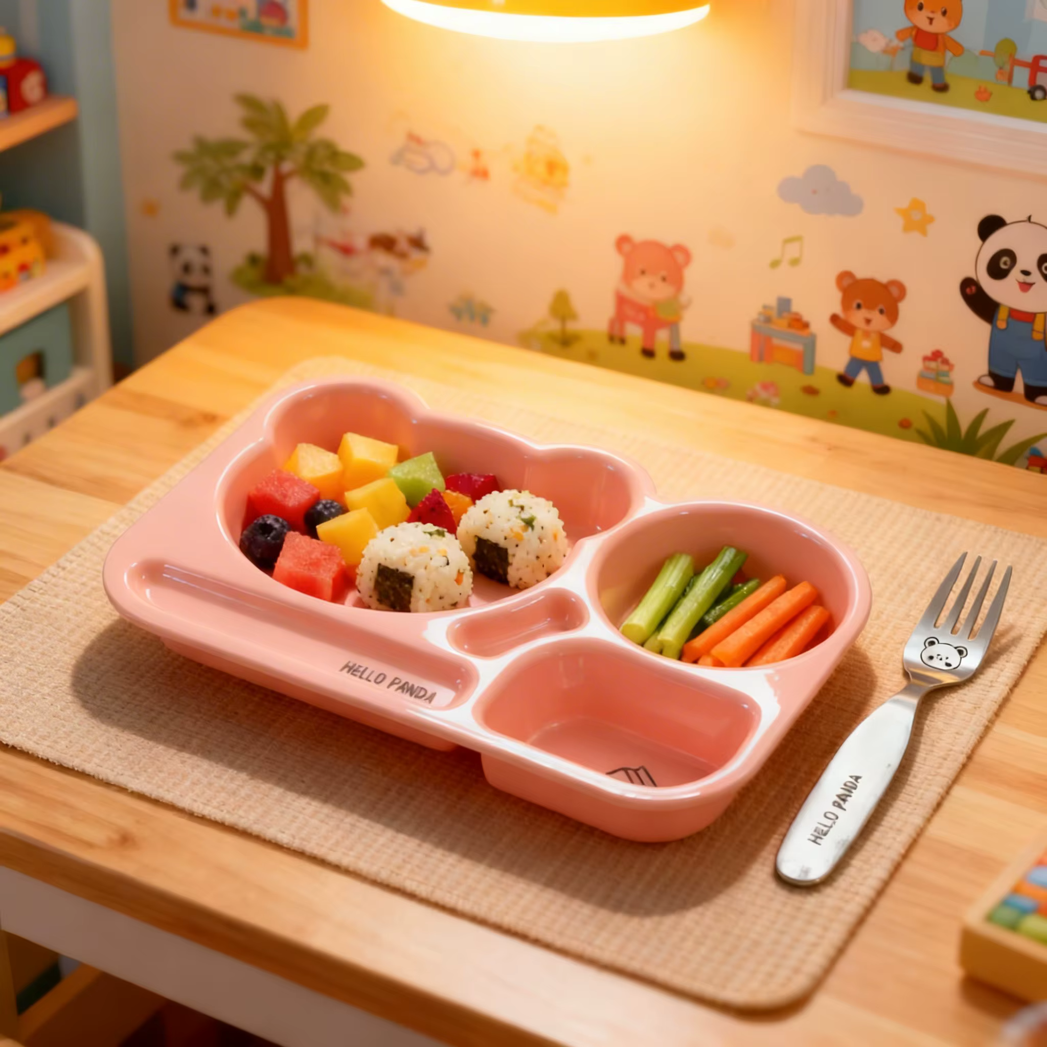Assiette à dîner en plastique à compartiments, grande capacité, pour enfants, assiette à fruits et salades, assiette à petit-déjeuner réutilisable, compatible micro-ondes