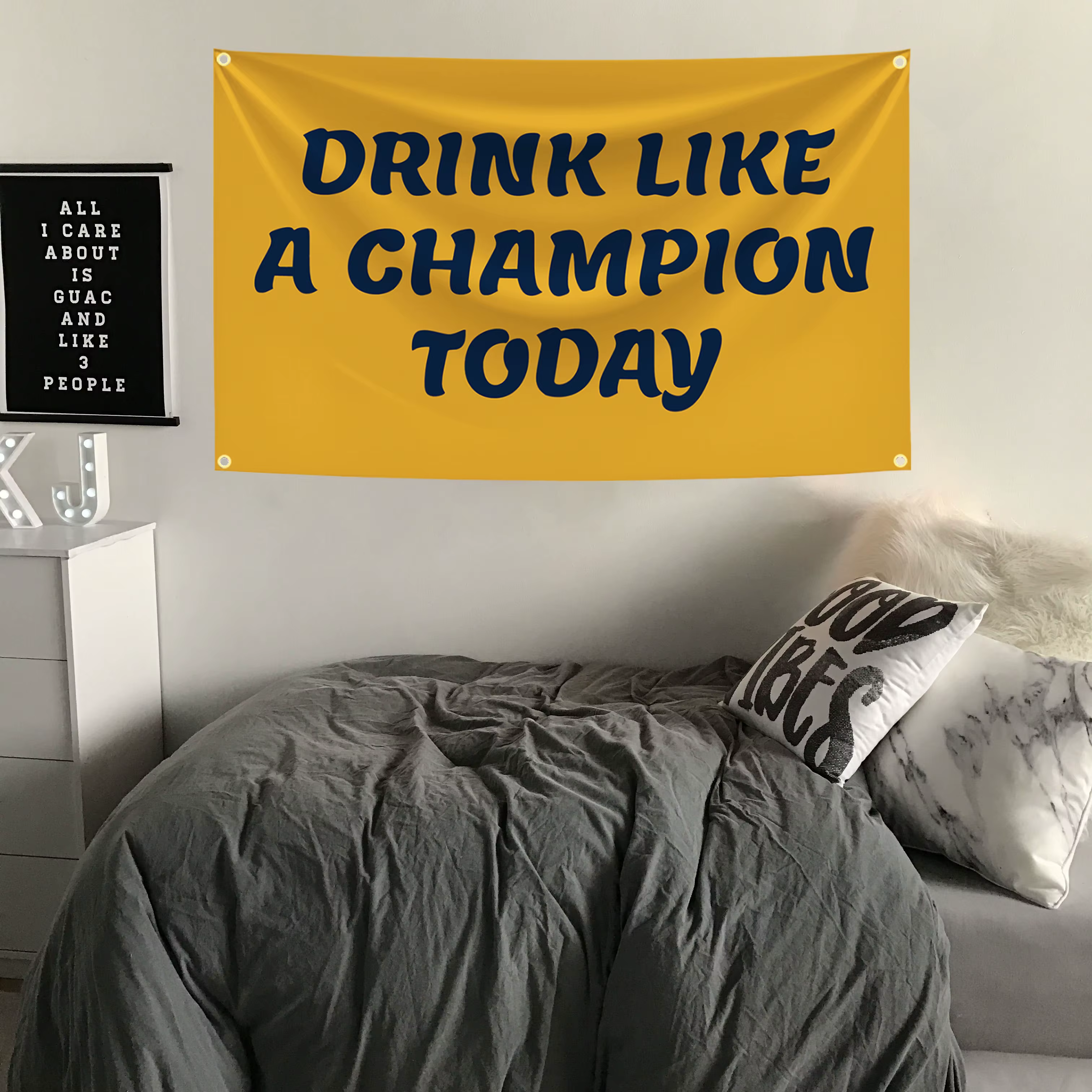 Boire comme un champion aujourd'hui drôle Meme drapeau tapisserie affiche bannière pour Bar bière maison collège