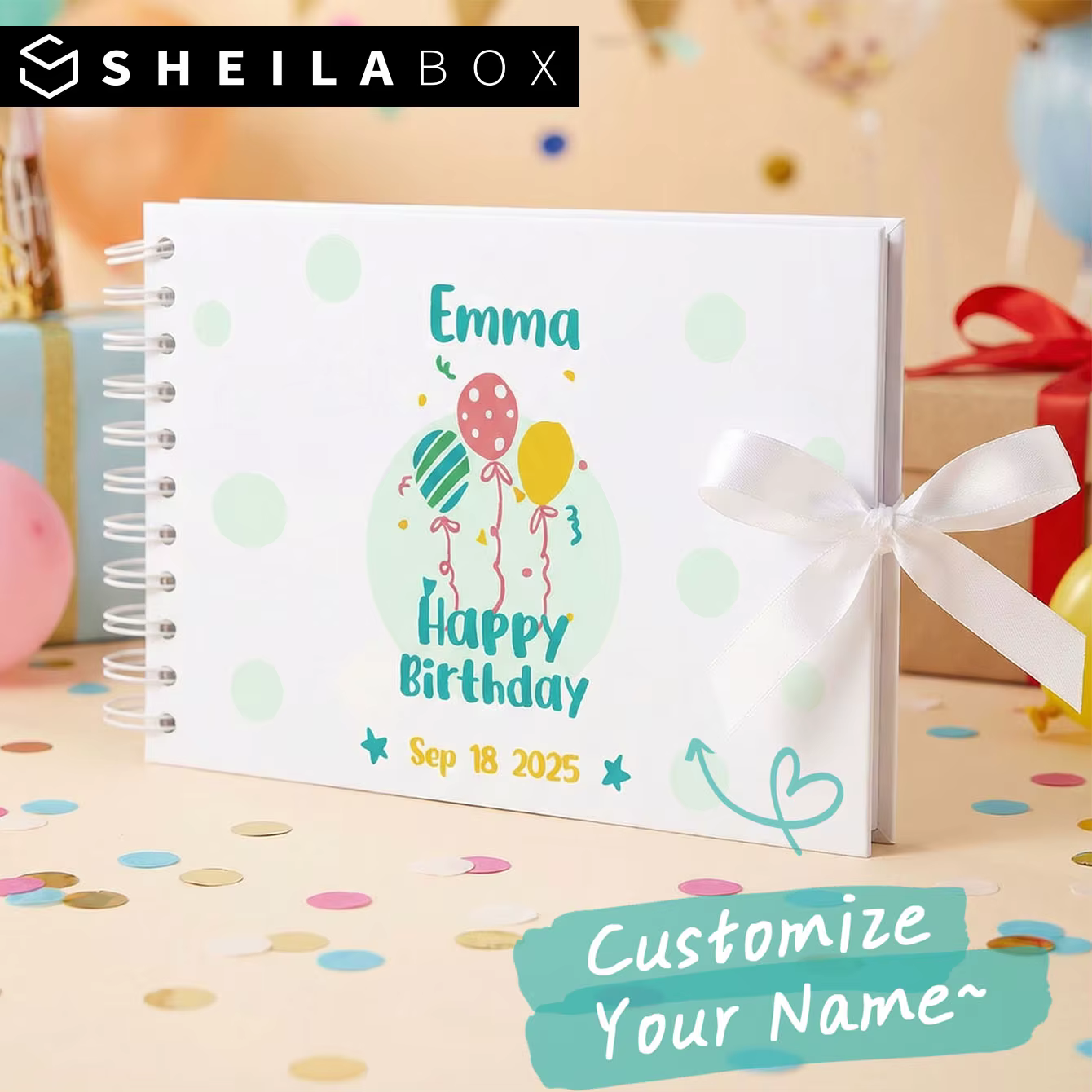 Livre de souvenirs personnalisé Sheilabox A5 pour anniversaire