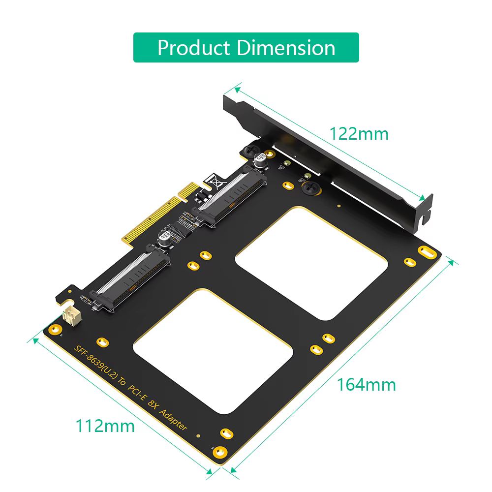 Adaptateur touristes U.2 SSD vers PCIe 4.0 X8