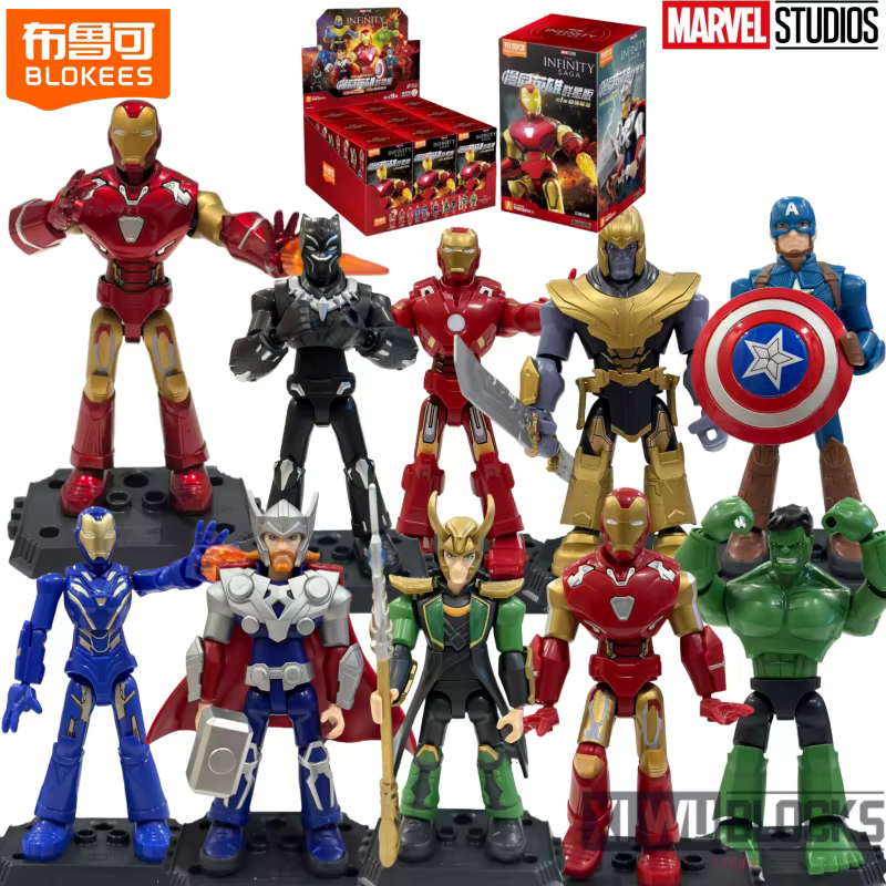 BLOKEES Marvel Heroes Building Blocks Version Galaxie 1 Iron Man MKLXXXV Thor Thanos Jouets à assembler modèles articulés ornements cadeaux