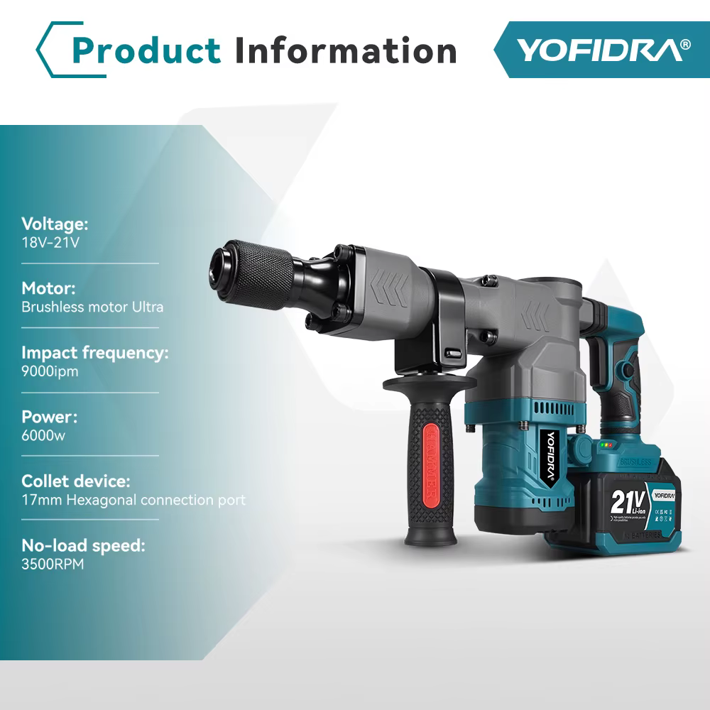 Marteau électrique sans balais YOFIDRA 6000W