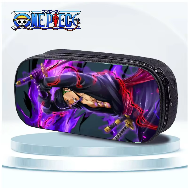 Une pièce Luffy Roronoa Zoro dessin animé grande capacité multicouche fermeture éclair stylo sac étudiant étanche crayon papeterie boîte cadeau