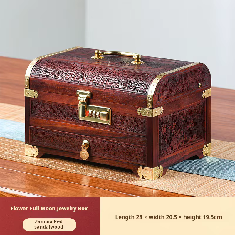 Boîte de rangement pour bijoux en bois massif d'acajou haut de gamme