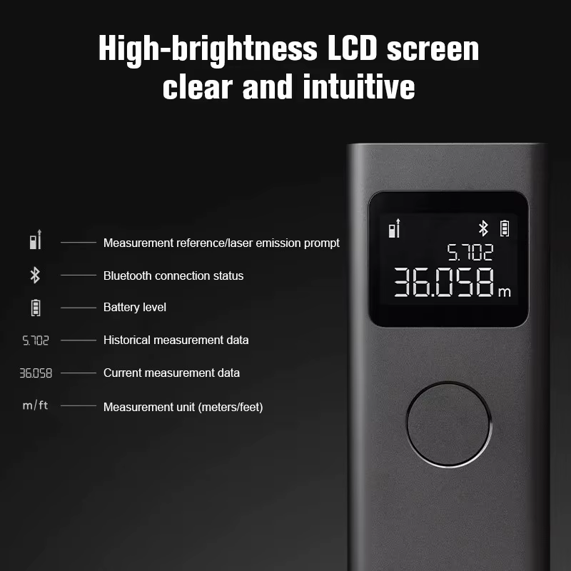 Nouveau télémètre laser intelligent MIJIA, mesureur de distance en temps réel, écran LCD, télémètre laser, ruban à mesurer, fonctionne avec l'application Mi Home