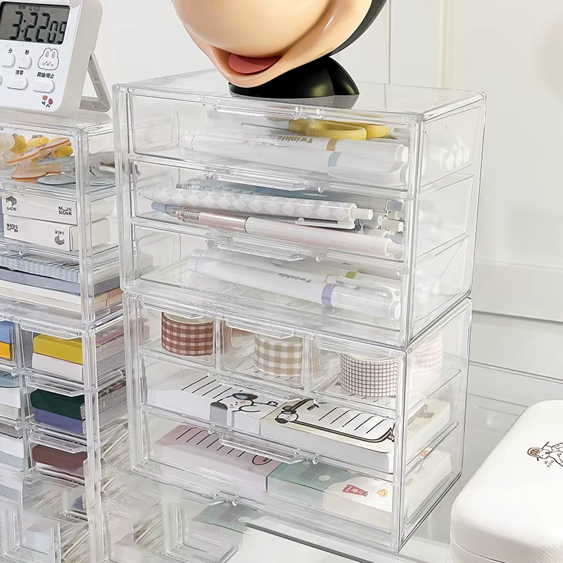 Boîte de Rangement de Bureau Multifonction avec Brosse et Porte-Stylo pour la Maison