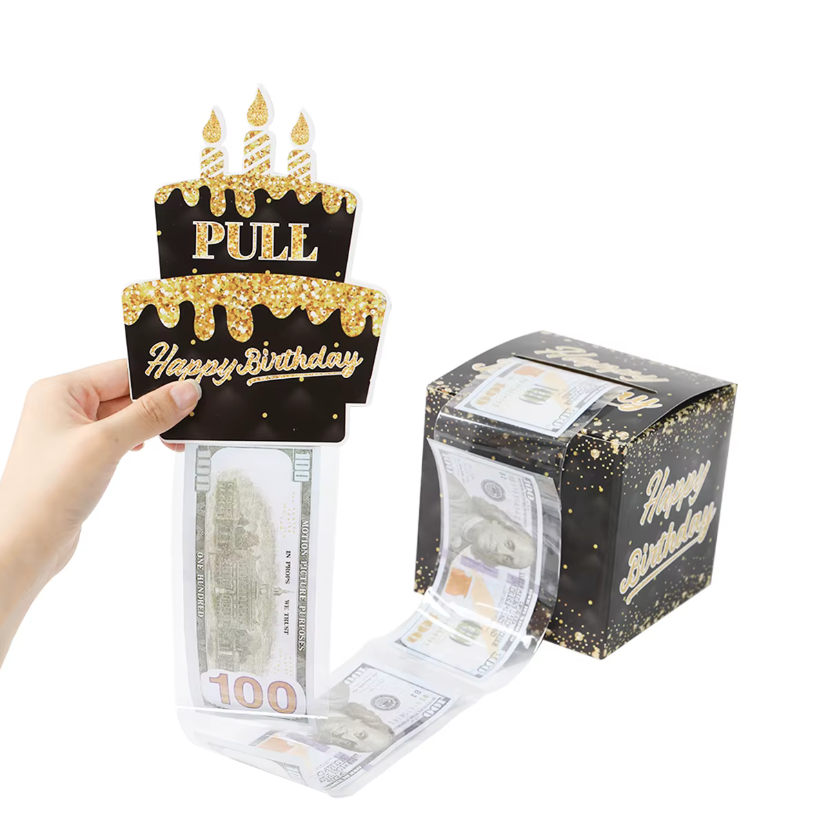Coffret cadeau d'anniversaire avec carte à gâteau, 1 pièce, tirelire à pompage drôle, cadeaux d'anniversaire créatifs pour hommes et femmes Anniversaire Anniversaire