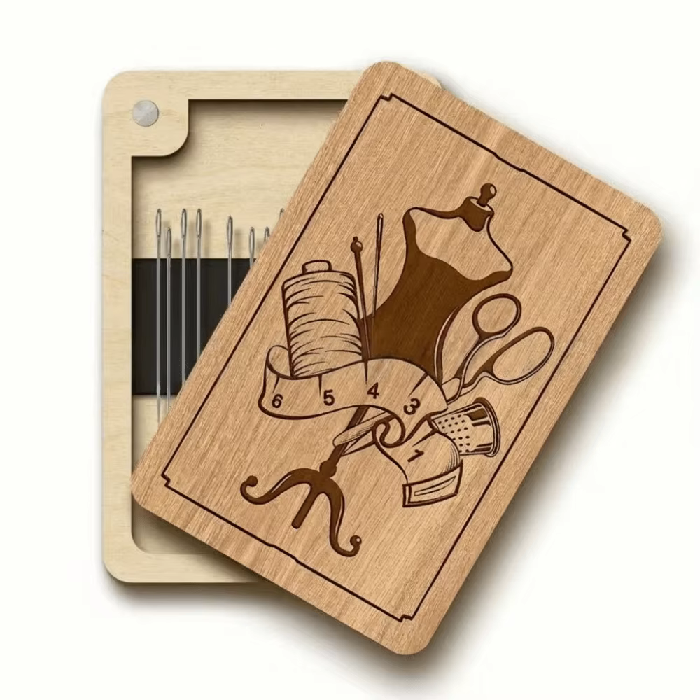 Boîte à aiguilles magnétiques en bois