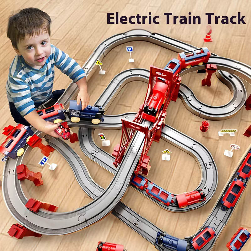 BEJESS Ensemble de train électrique à grande vitesse avec pistes de 90 cm