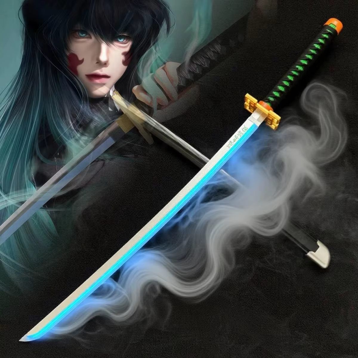 40 pouces fumée lueur démon Slayer Katana Muichirou lumière vapeur épée Anime Cosplay réel japonais