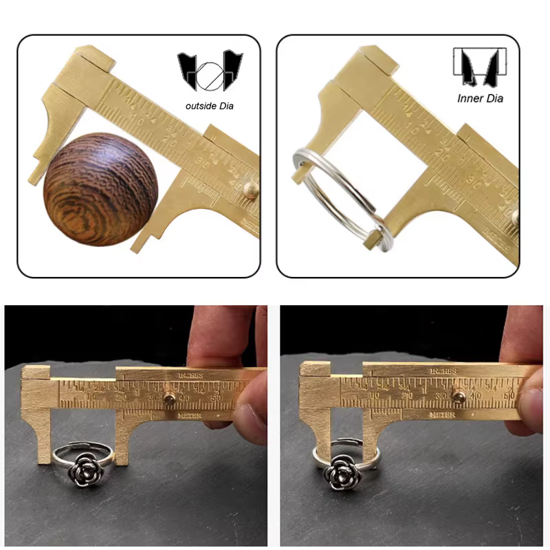 Mini pied à coulisse en laiton métrique impérial MM pouces