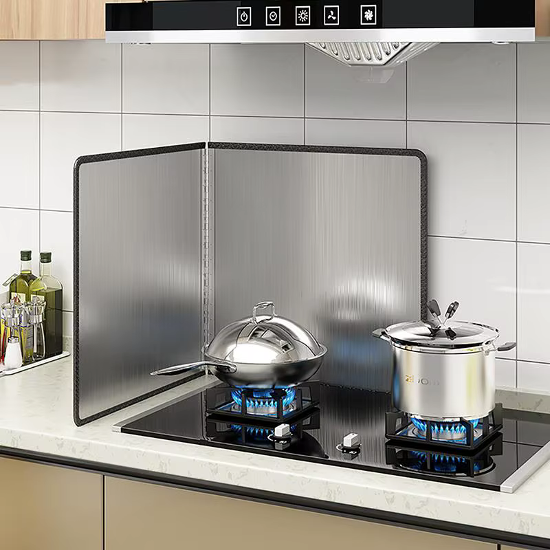 Protection anti-éclaboussures en acier inoxydable à 3 côtés pour cuisinière à gaz