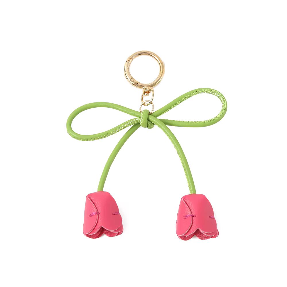 Porte-clés en PU avec nœud tulipe