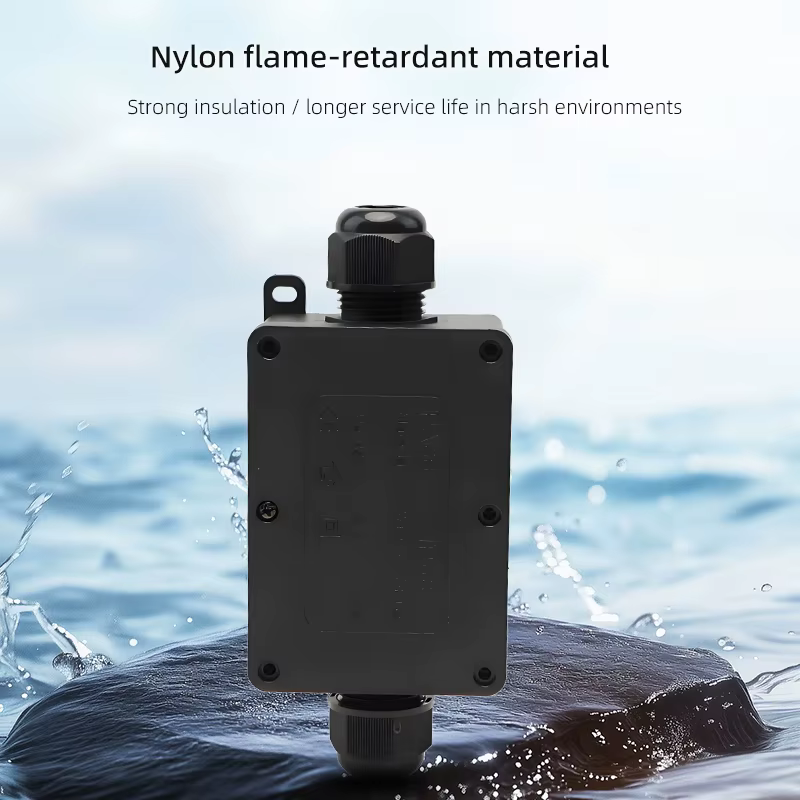 Boîte de jonction étanche en plastique noir IP68
