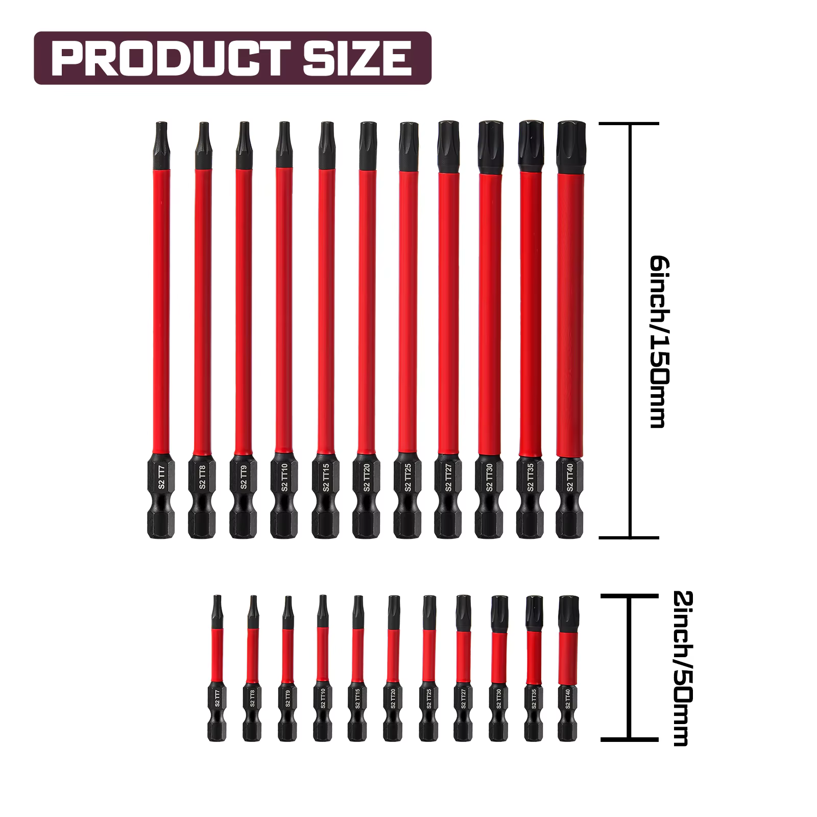 Geinxurn 12 pièces 50mm TORX jeu d'embouts tournevis embouts jeu de douilles pour l'amélioration de l'habitat et les projets de bricolage