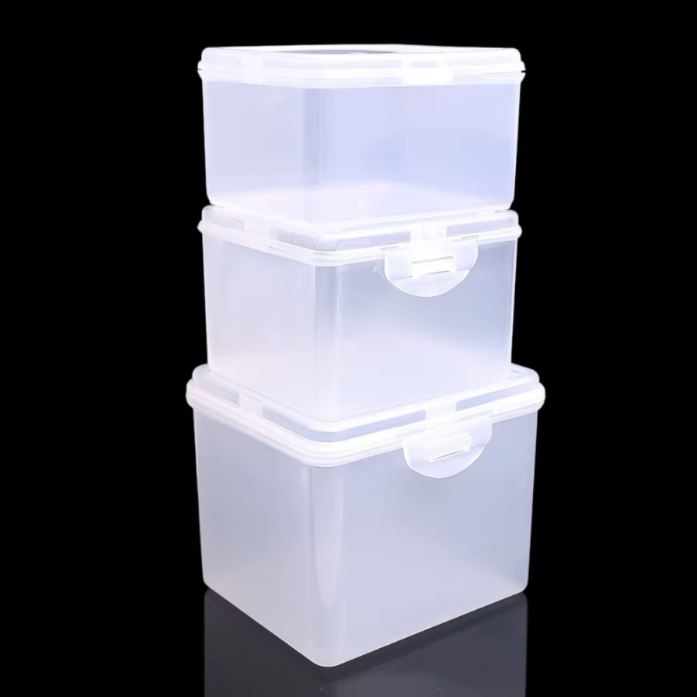 Boîte de rangement en plastique transparent avec couvercle