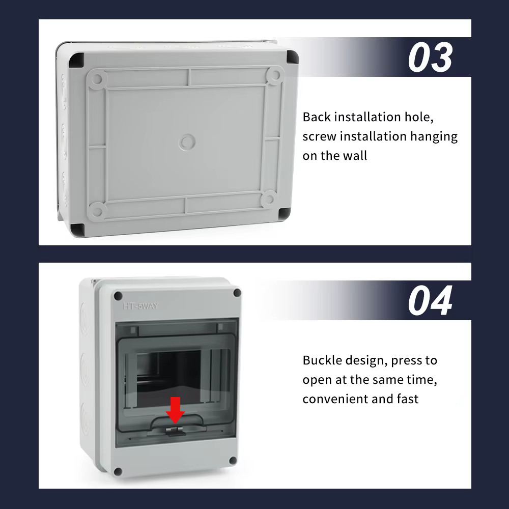 Boîte de Distribution étanche IP65, HT-5/8/12/15/18/24 voies, boîte de jonction électrique extérieure en plastique ABS, boîtier d'installation PV