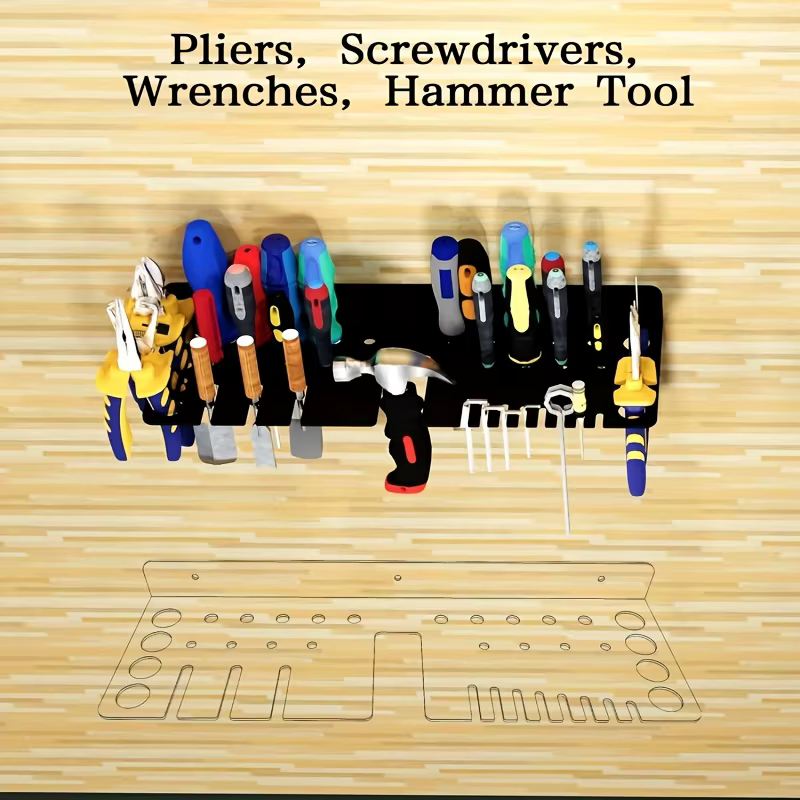 Étagère de rangement murale pour garage et atelier avec supports pour vis et marteaux - Organisateur d'outils en métal robuste et peu encombrant