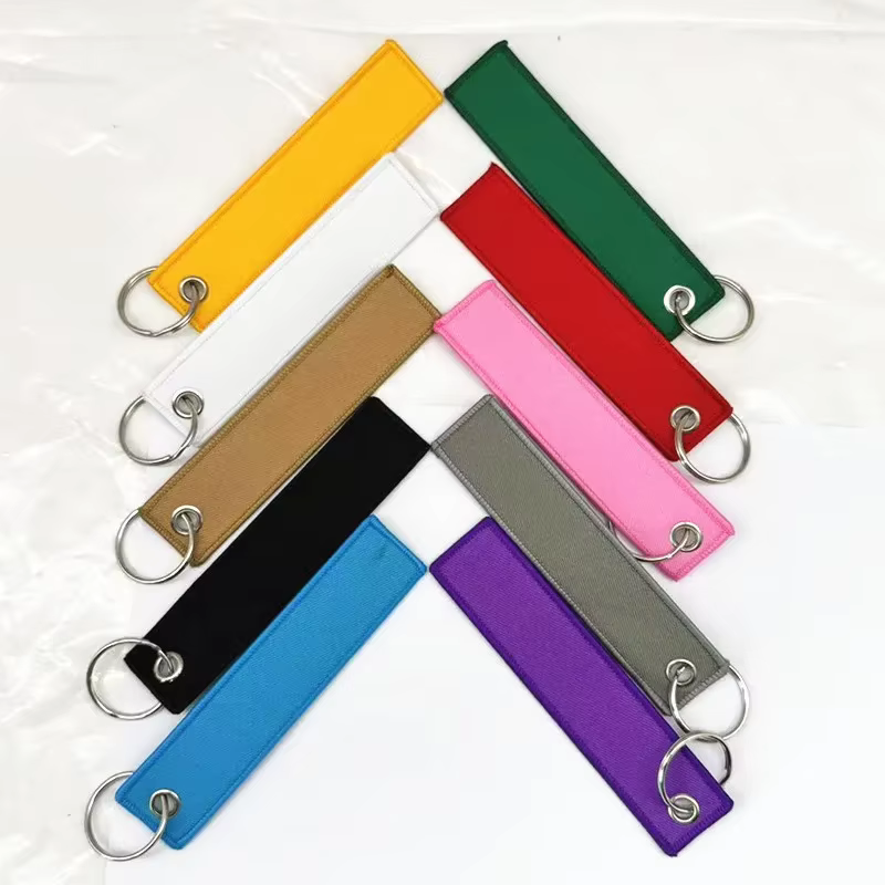 Porte-clés avec LOGO personnalisé, sangle en toile vierge, porte-clés brodé personnalisé, ruban populaire pour moto, accessoire de sac