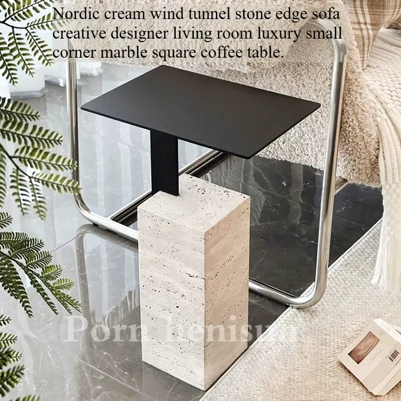 Table basse en marbre italienne, petite table de salon, console nordique, table basse vintage, meubles Wabi Sabi