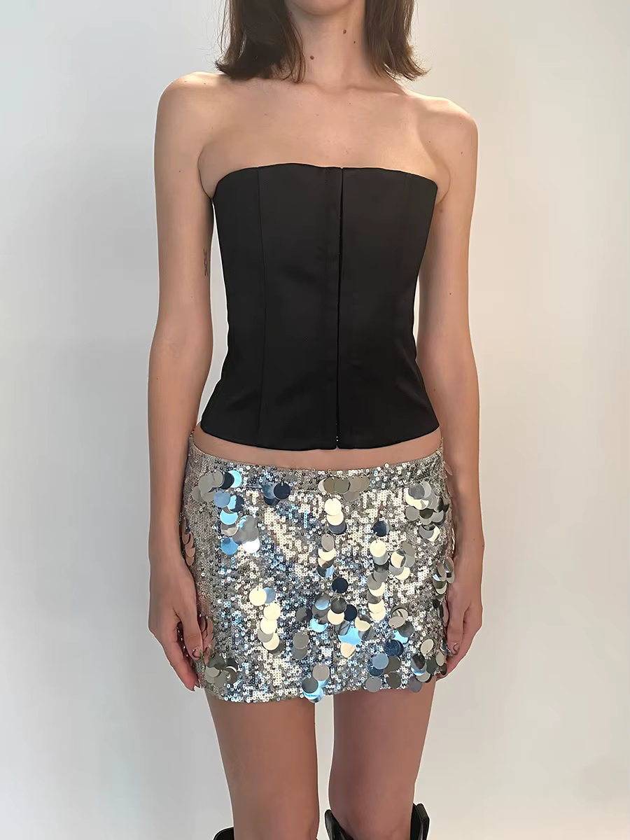 Y2k – jupe Vintage à paillettes pour femmes