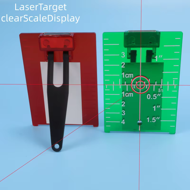 Plaque de nivellement laser avec ligne rouge/verte pour fixation murale et au sol (pouces/cm)