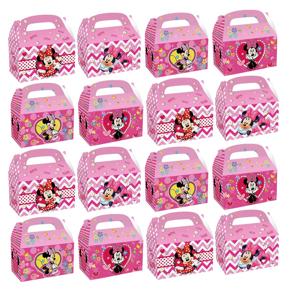 12 pièces/24 pièces, sac cadeau de fête de dessin animé Disney Minnie Mickey Mouse-design double face coloré
