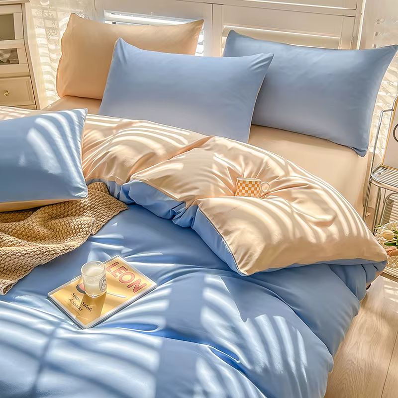 Housse de couette moderne bicolore, simple et élégante, réversible, confortable et respirante, pour un sommeil optimal