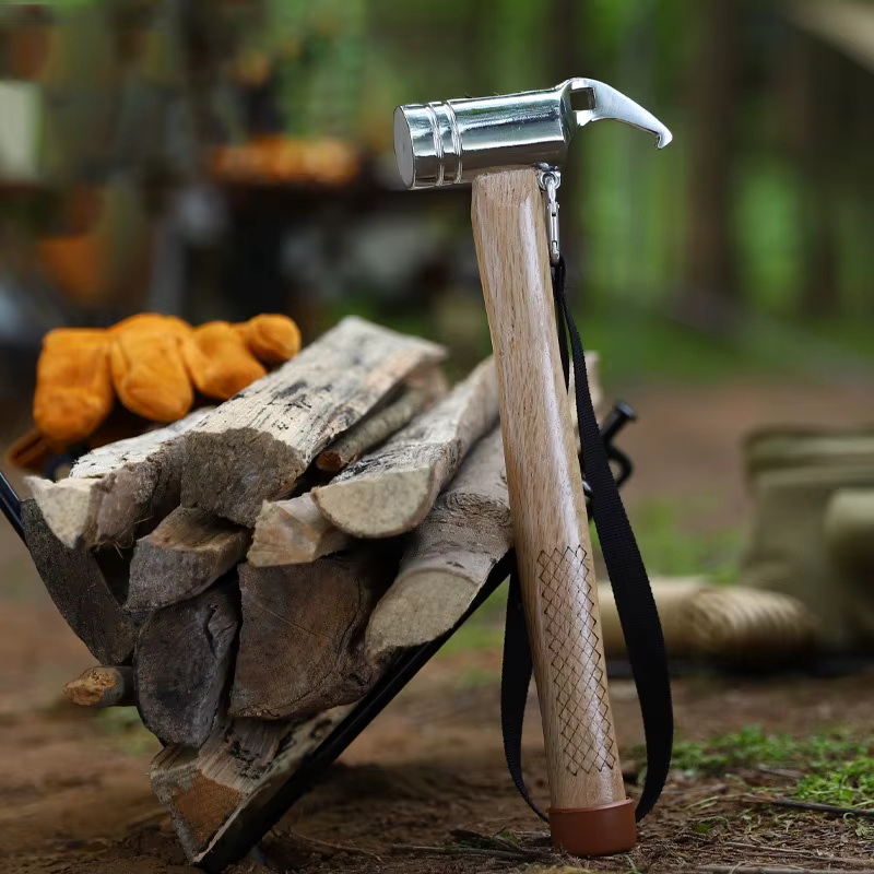 1 pièce Marteau de camping multifonctionnel d'extérieur en acier inoxydable avec tête en cuivre