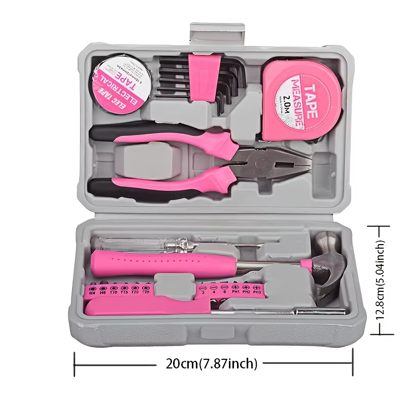 Ensemble d'outils ménagers roses 24 pièces
