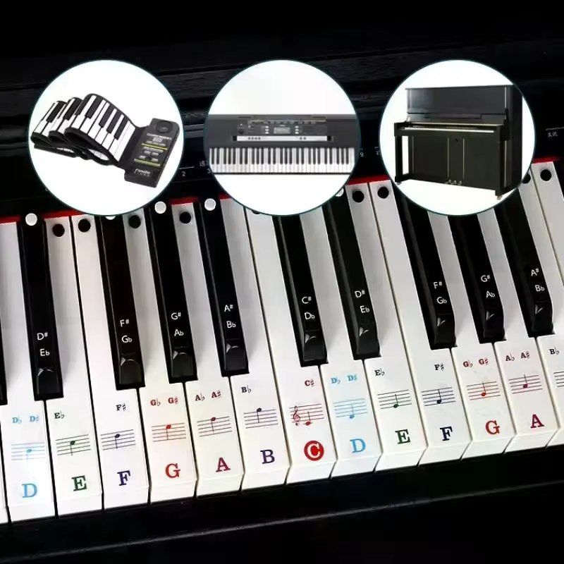 1 ensemble d'autocollants de lettres pour piano pour débutants