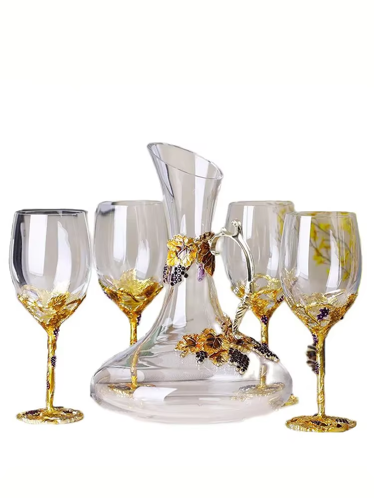 Ensemble de verres à vin rouge en cristal avec document en émail créatif, gobelet de mariage, coupe à champagne et à whisky, coffret cadeau, FJ019