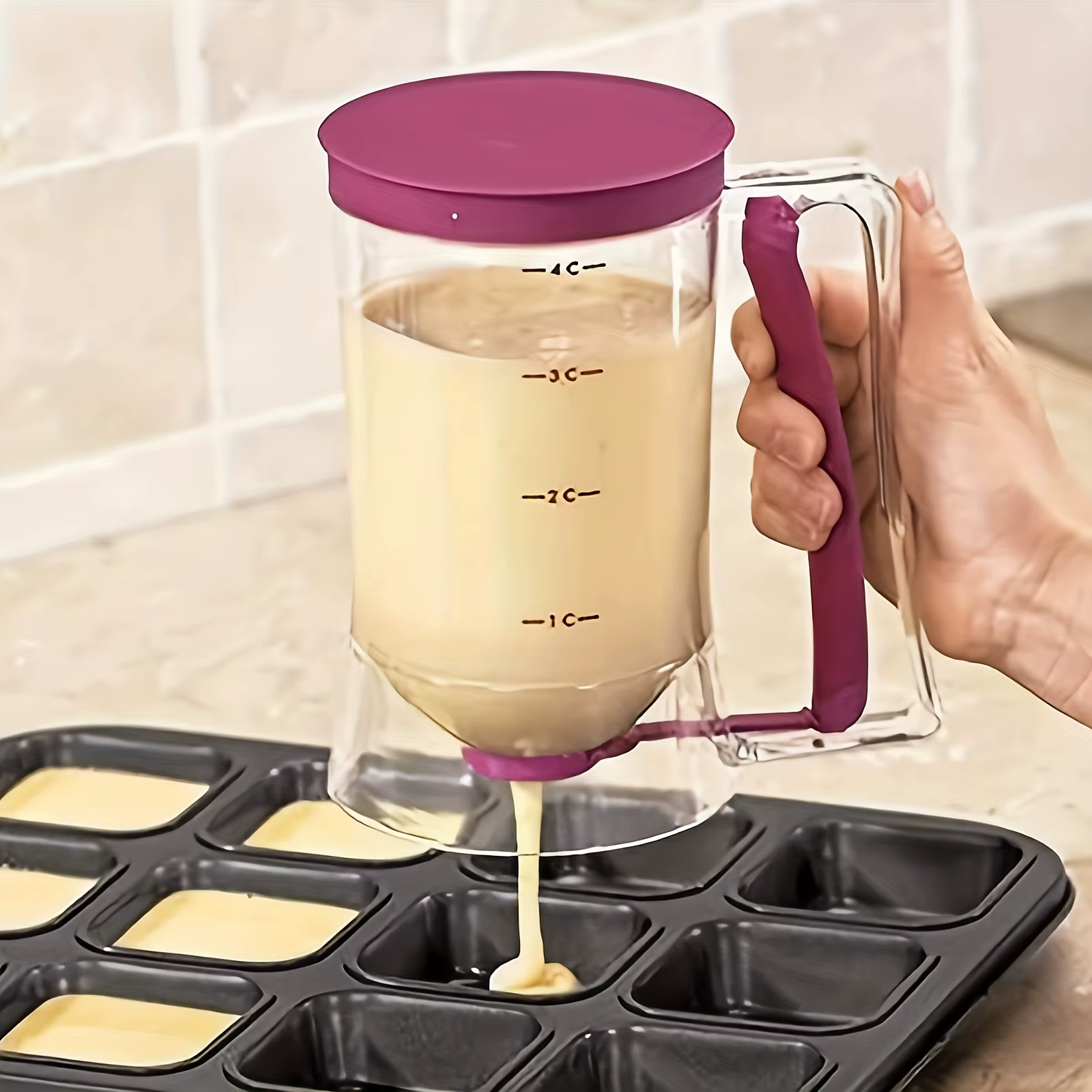 Distributeur de pâte manuel 900 ml avec outil de contrôle des portions pour cupcakes