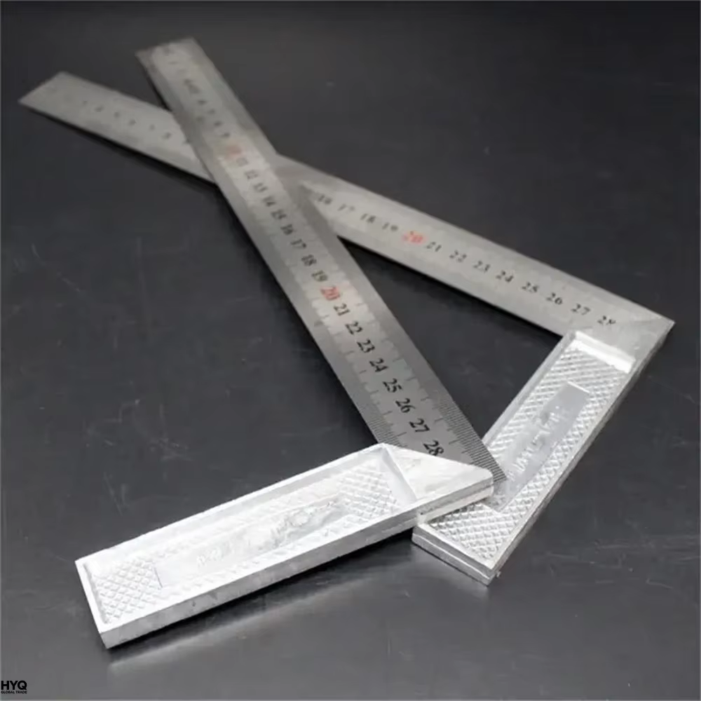 Règle d'angle droite en aluminium de 250/300 mm avec poignée en acier inoxydable et échelle de mesure