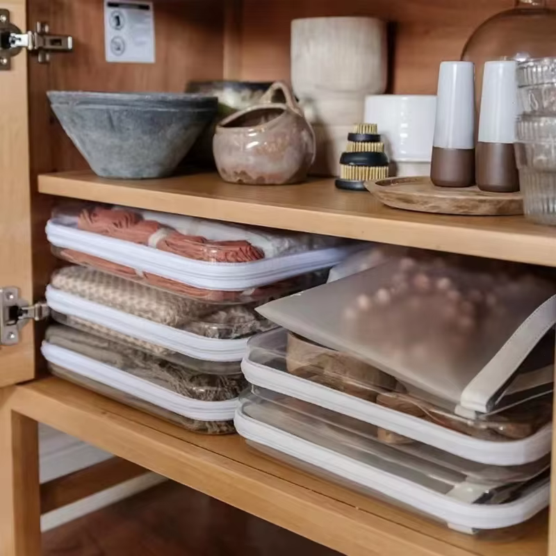 Boîtes de rangement rigides en plastique avec fermeture éclair, empilables, étanches, anti-poussière, transparentes, pour papeterie