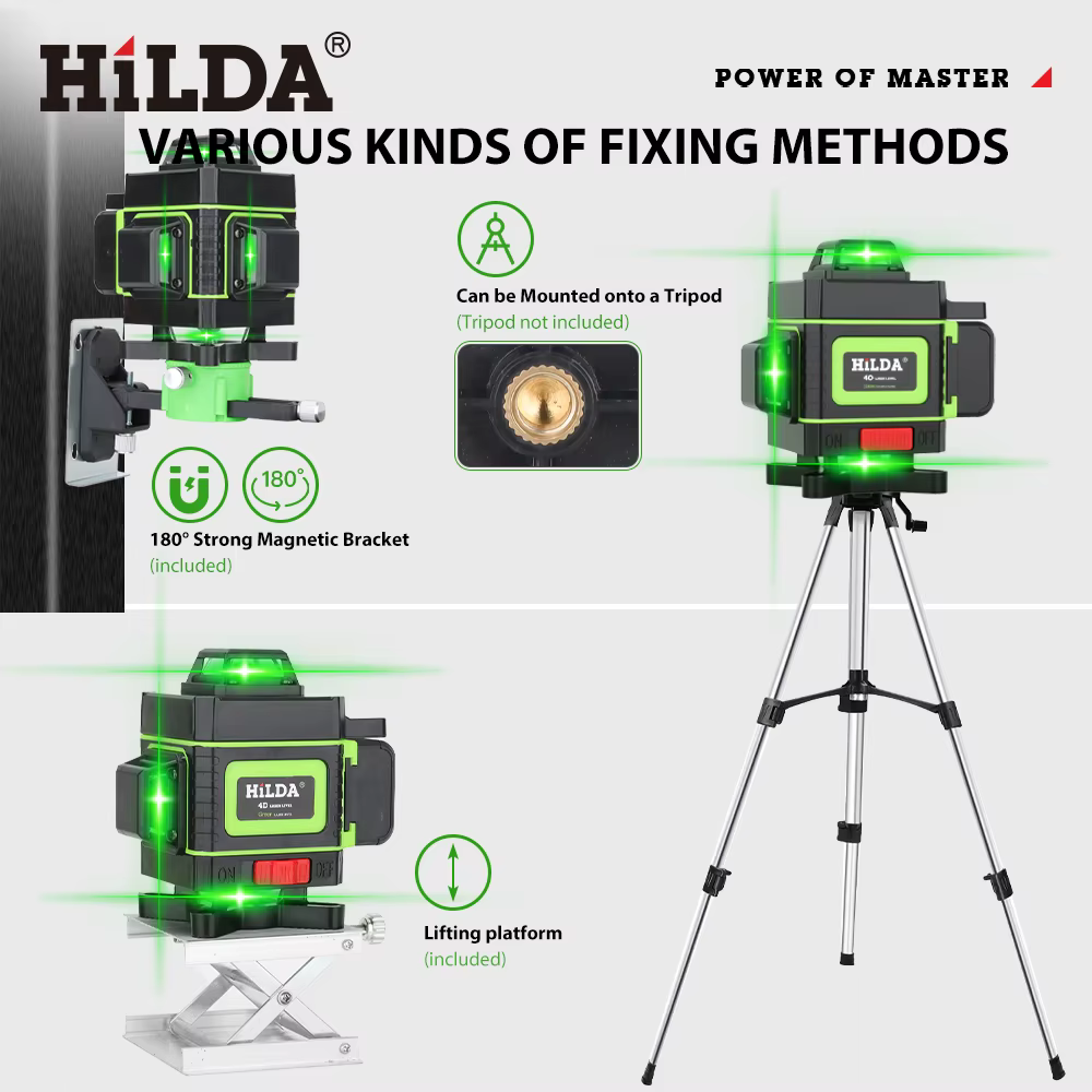 HILDA niveau Laser 16 lignes 4D auto-nivelant 360 croix horizontale et verticale ligne de faisceau