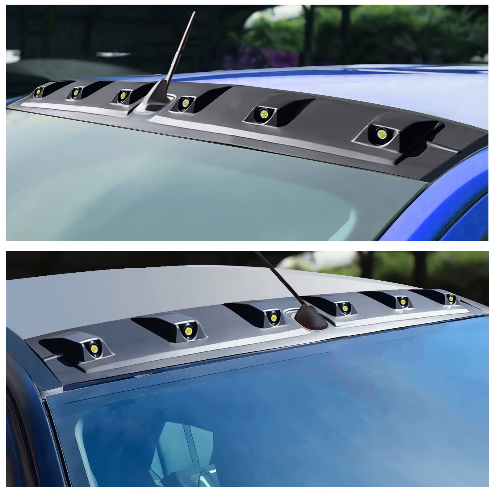 Aileron de toit avant LED noir pour Ford Ranger Raptor, barre lumineuse de couverture de Spomicrophone, accessoires de voiture, 256, 2015, 2016, 2017, 2018, 4tage